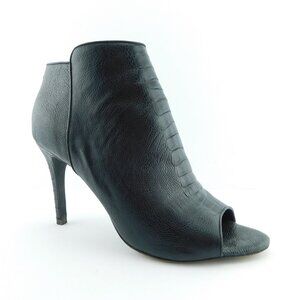JOIE GWEN Black Sanke Textured Leather Peep Toe Bootie Heel Pumps 40